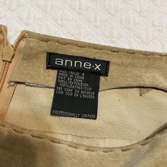 Anne.X Beige Leather A Line Skirt - Size 6 - Picture 3 of 3